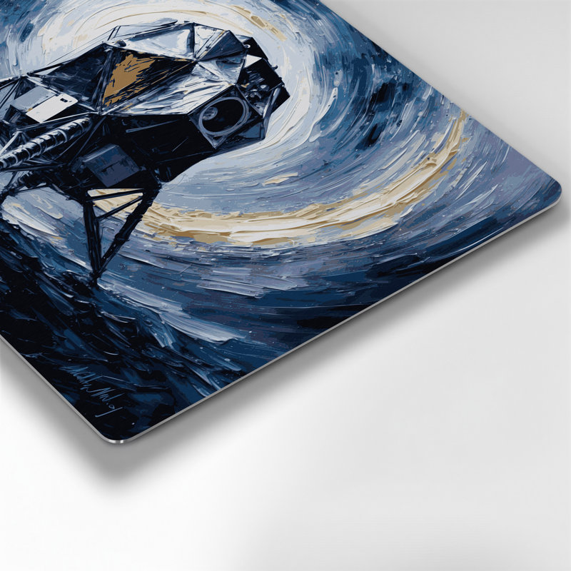 «Space Apollo programme commemoratives», art mural en métal gris, H 16 po x l 20 po