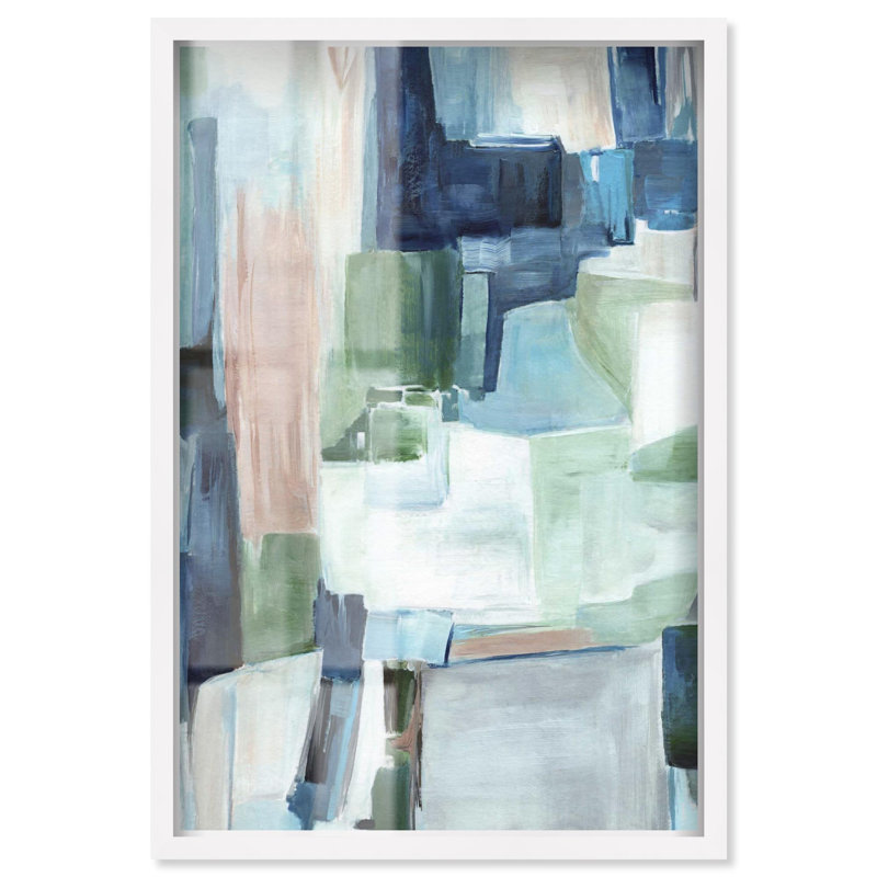 Décoration pastel sarcelle et bleue à imprimé ombré par Art Remedy, H 55 po x l 37 po, Blanc