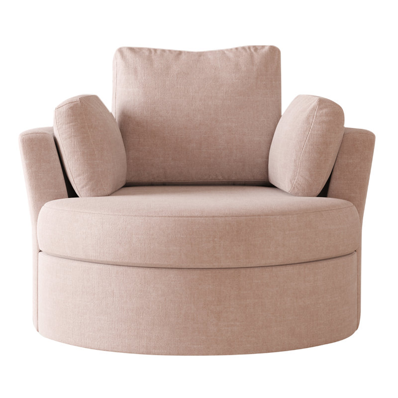 42.1" Wide Slipcovered Swivel Barrel Chair, Pink