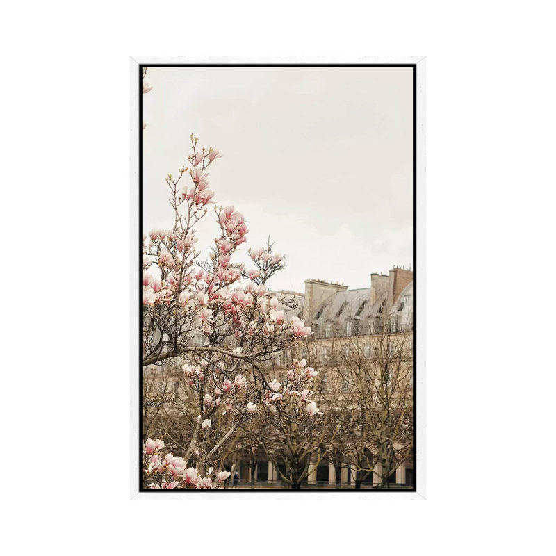 Paris Spring View - Print on Canvas, 101.6cm H x 66.04cm W x 3.81cm D, White Framed