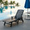 Chaise longue de patio pour l'extérieur, chaise longue d'extérieur en PEHD avec dossier inclinable, chaise longue pour l'extérieur, bord de piscine, bronzage au soleil, noir