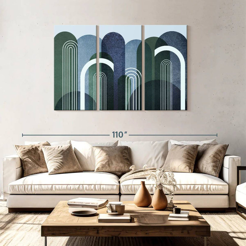 Avery Mid-Century Arches bleu marine émeraude, H 48 po x l 74 po