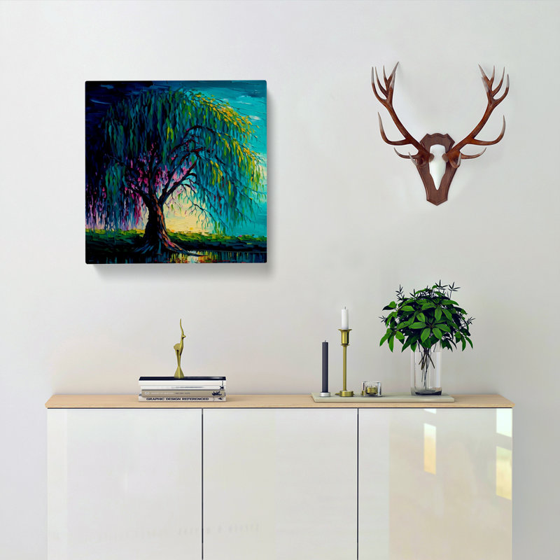 Weeping Willow Palette Knife Painting - Wrapped Canvas