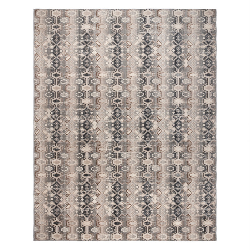 Marsetta Noor Gray Multicolor Bohemian Moroccan Polypropylene Machine Woven Indoor Outdoor All Weather Area Rug