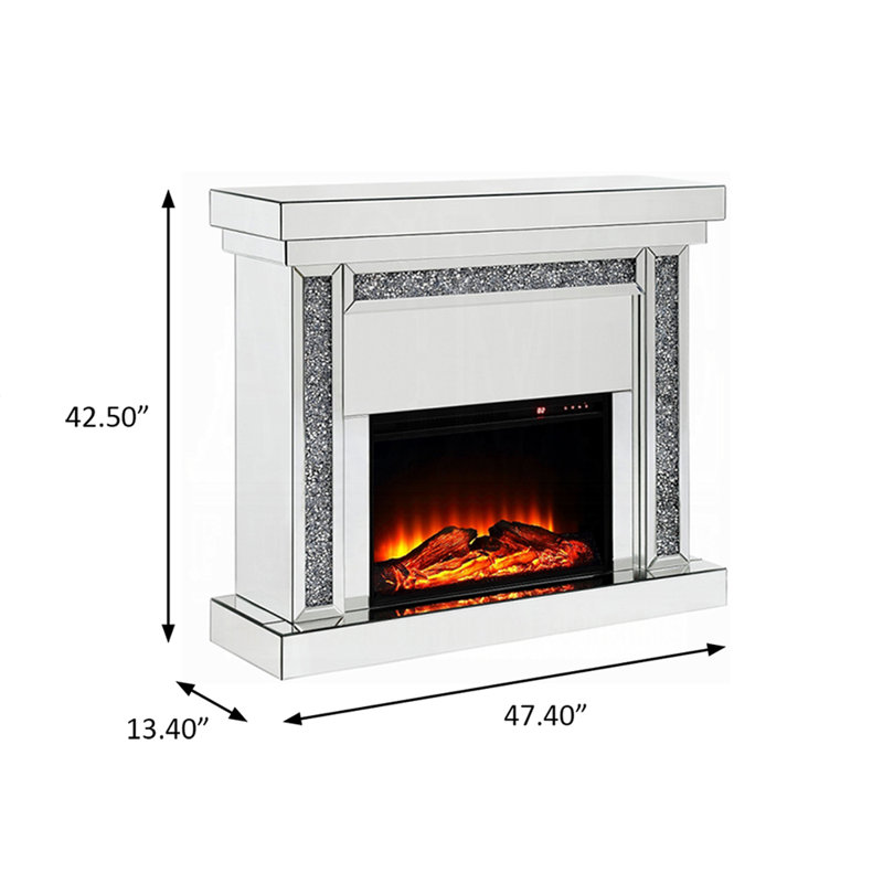 Foyer 47,40 po, miroir et faux diamants, H 42,5 po x l 47,4 po x P 13,4 po