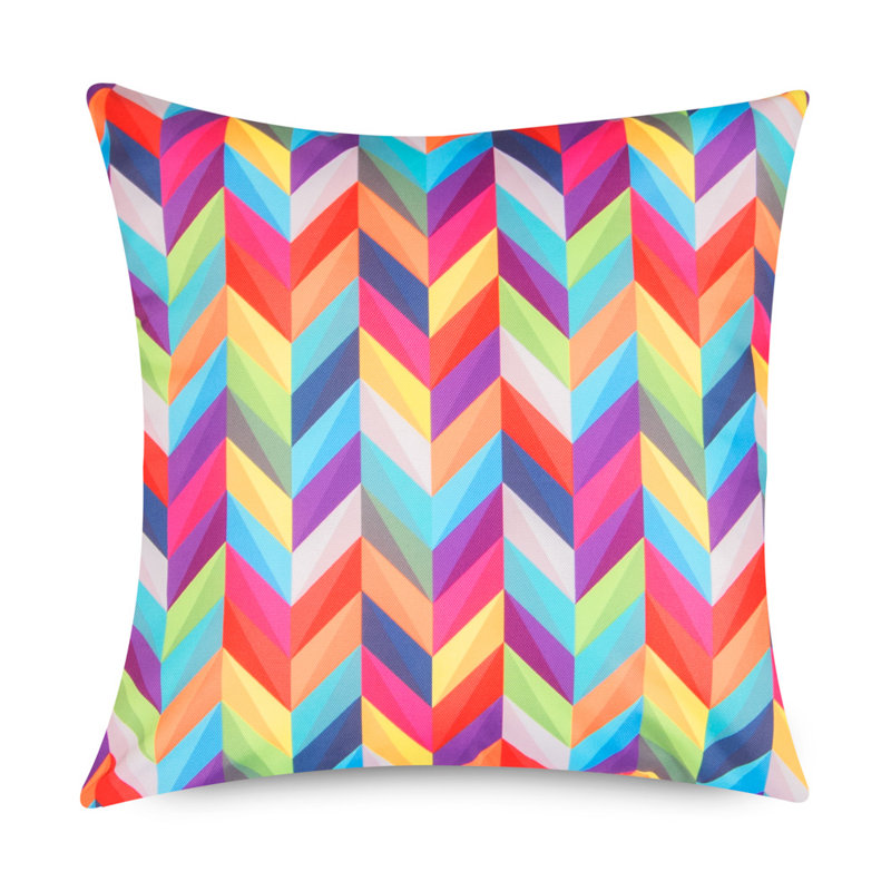 Herringbone Print Indoor-Outdoor Cushion, Multicolour