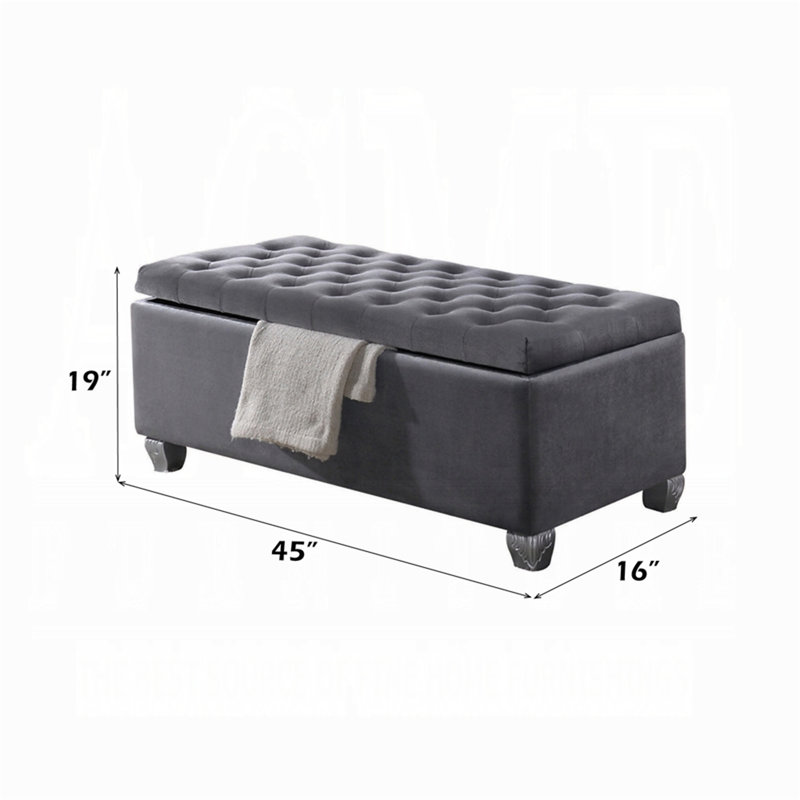 Banc en tissu gris Rebekah avec rangement