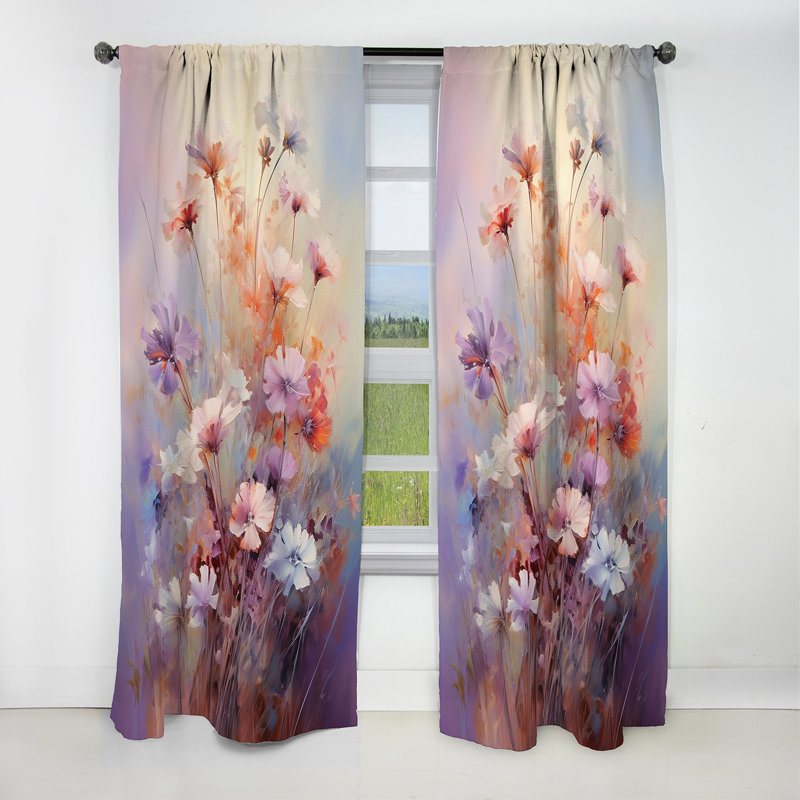 Wildflowers Bouquet Romantic Impression - Rideau occultant en velours à motif floral Wildflowers - 1 panneau