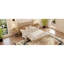 Grand lit plateforme en bois avec tête de lit en forme de gourde, lit plateforme de style rétro avec support à lattes en bois, naturel-303097570-303097583