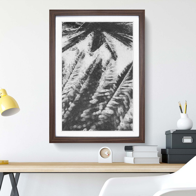 Palm Tree Shadows - Framed Print, 48cm H x 36cm W x 2cm D, Walnut Framed