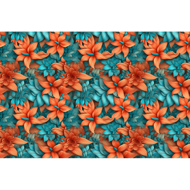 Machine Printed Comforter, Queen Comforter, Orange/Green Floral