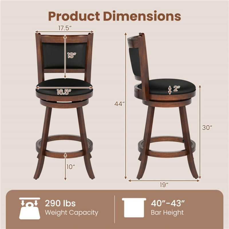 Tabouret de comptoir pivotant rembourré Capps