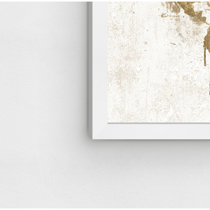 Or blanc - impression d'art graphique, 24 po x 36 po, Cadre noir, White