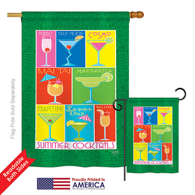 Ensemble de 2 drapeaux en polyester 2 côtés "summer drink" et "boissons" à impressions
