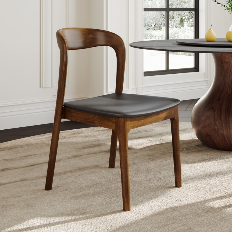 Ensemble de 8 chaises d'appoint rembourrées Ikerne, 8, Noyer foncé, Noir