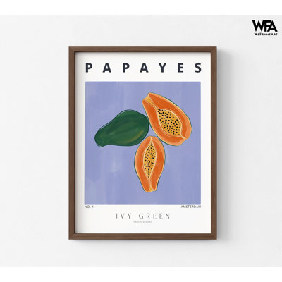 «Papayes» par Sophie Bek, idée de décoration de fruit de papaye exotique, décoration de cuisine pour centre de perte de poids, diététiste, art mural