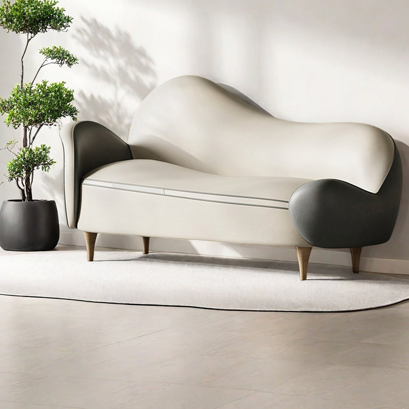 Fauteuil inclinable léger en similicuir de luxe, Orienté à gauche (vu de face), Gris/beige