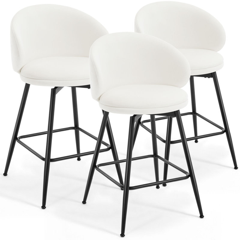 Tabourets pivotants rembourrés, Noir, Tabouret de bar (siège d'une hauteur de 30 po), 3