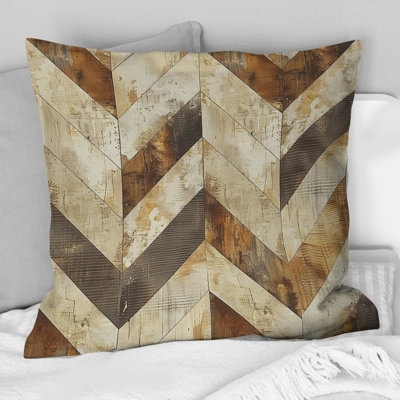 Coussin décoratif crème à motif de chevrons crème