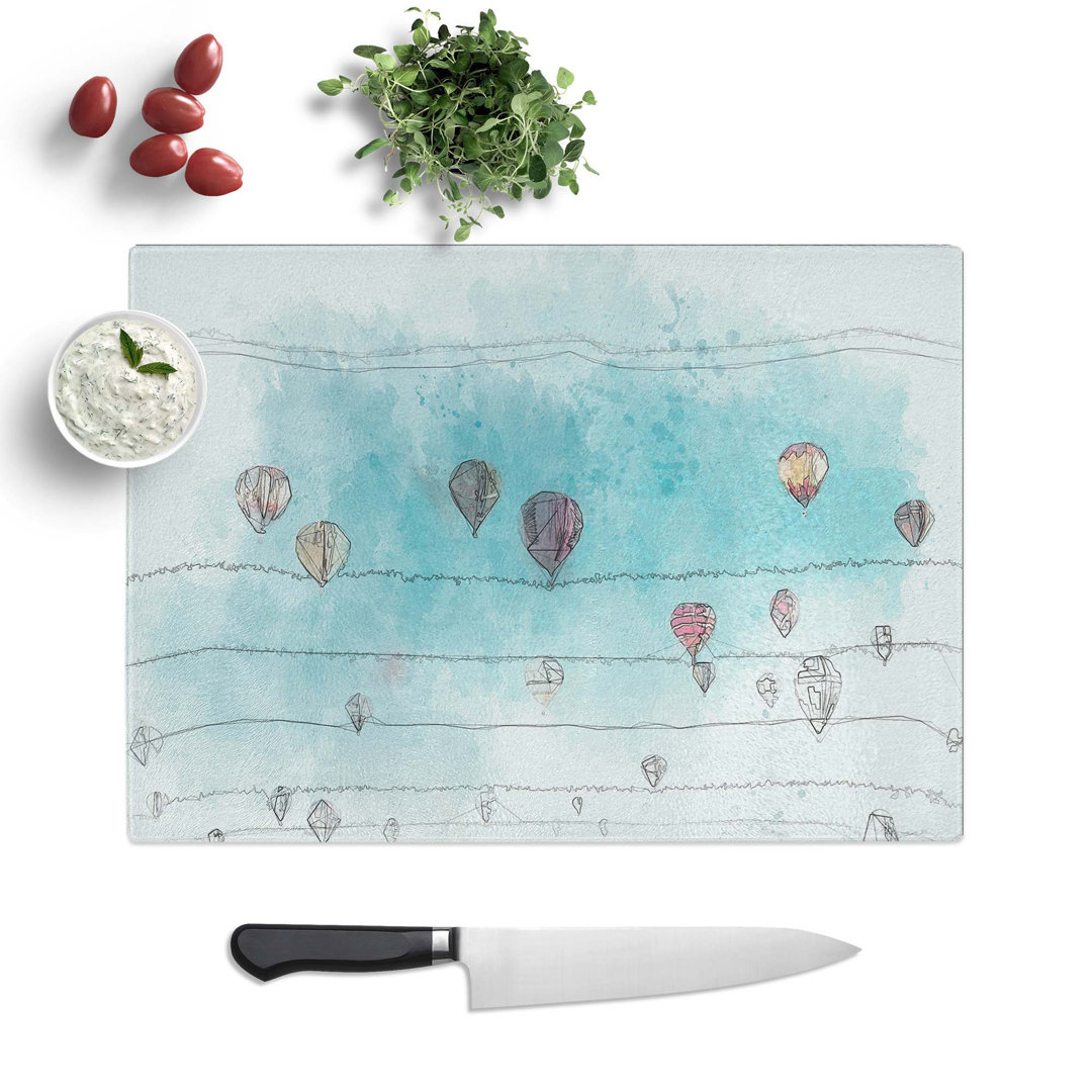 Glass Going Up in A Hot Air Balloon in Abstract Chopping Board