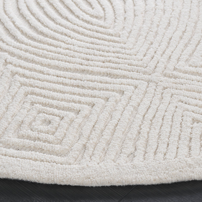Tapis géométrique en laine / coton touffeté à la main Katosha, Rond 6 pi