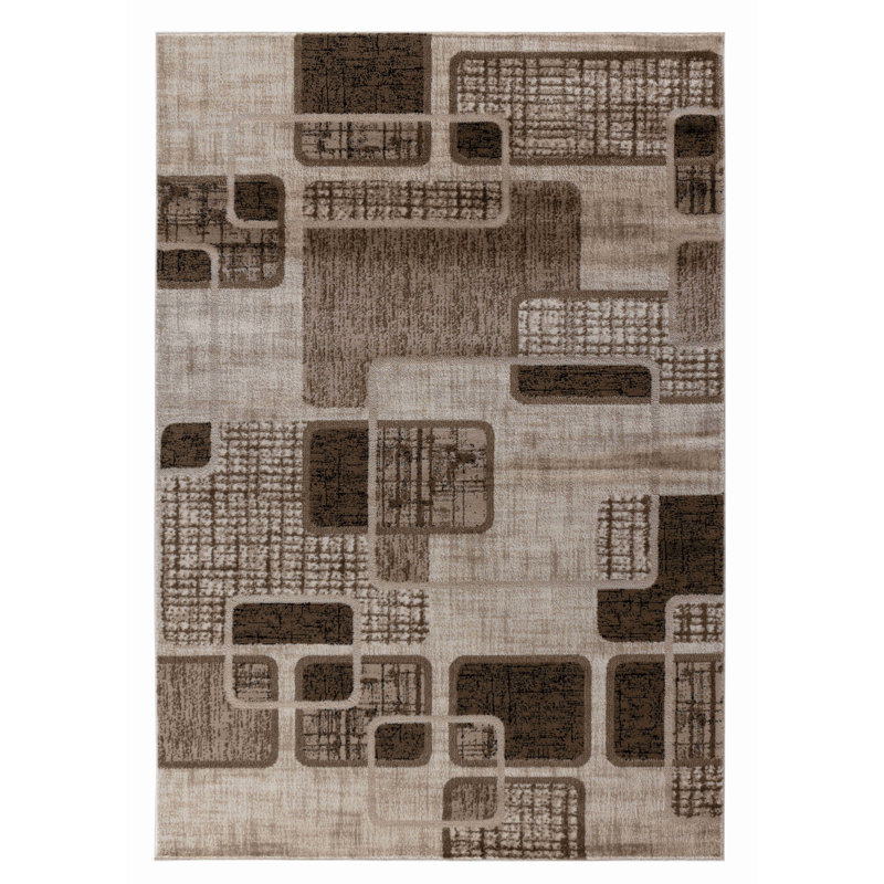 4' X 6' Brown Geometric Area Rug