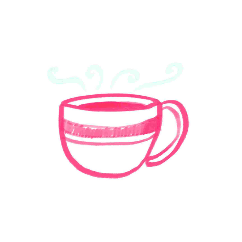 «Coffee Cup Doodle», peinture sur toile tendue, H 36 po x l 36 po