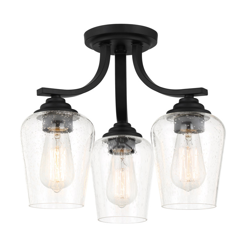Plafonnier semi-encastré 3 lumières 15,5 po Arbra, Charbon, Transparent