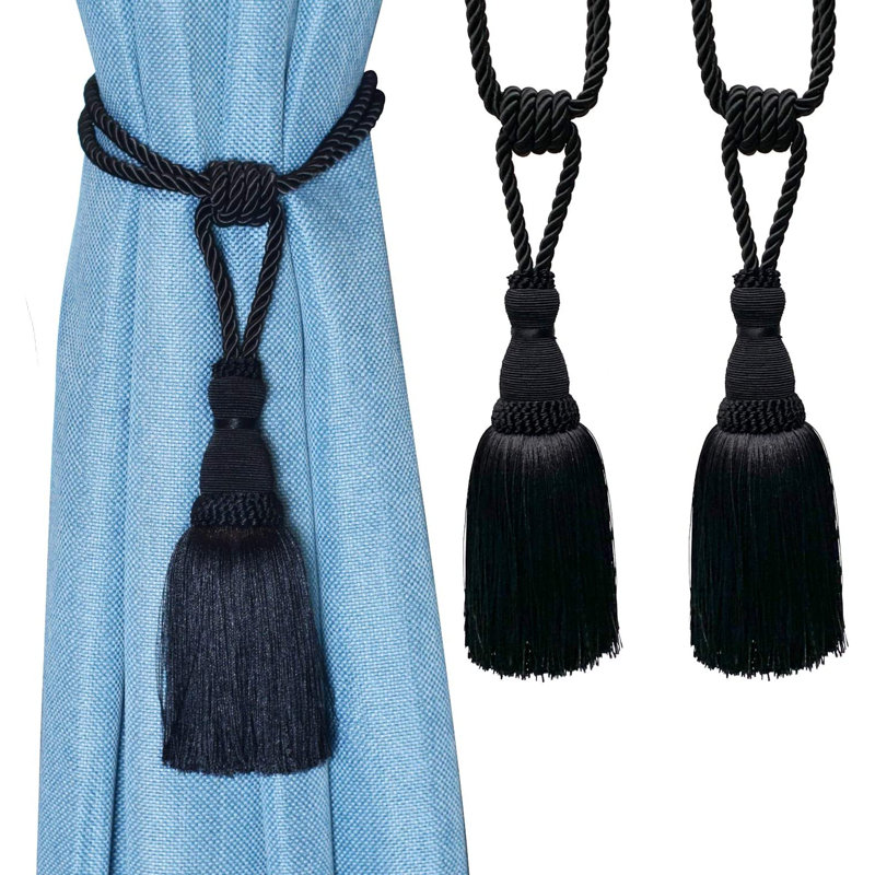 Chassi Rayon Adjustable 23.6" Curtain Tieback, Black