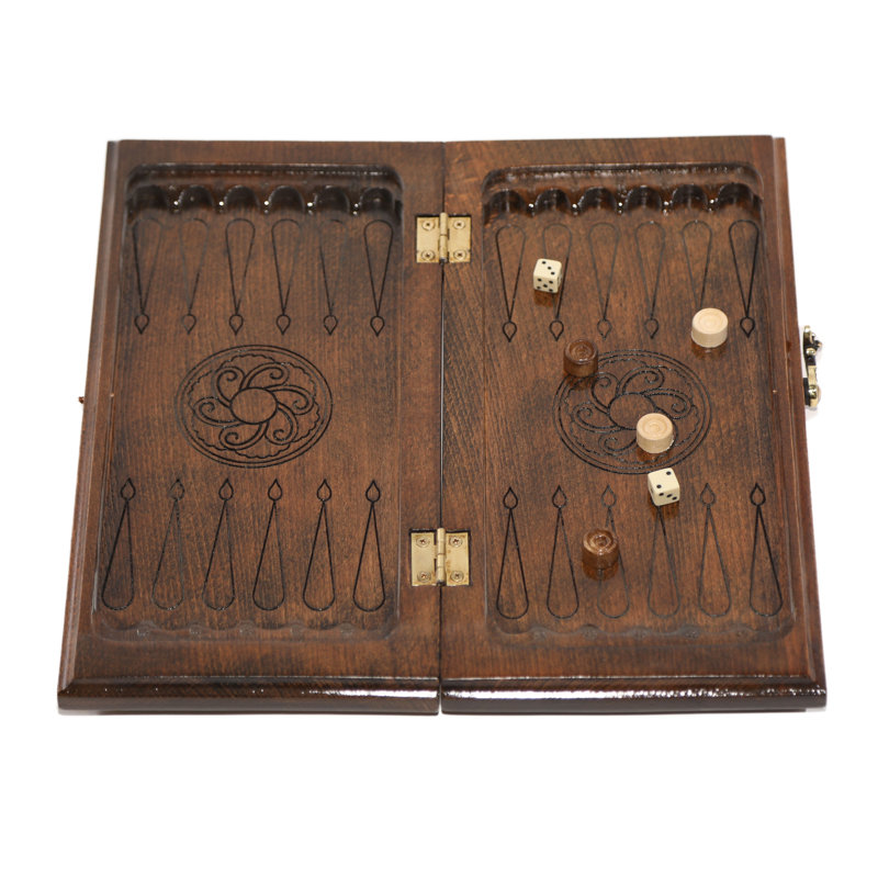 Handmade Oak/Beige 2 in 1 - Backgammon and Checkers Set Board Game
