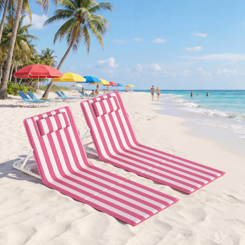 156cm Long Single Chaise, Red/White
