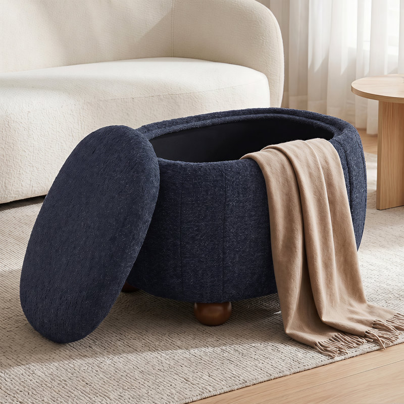 Repose-pieds rond 26,5 po Chenille, Navy