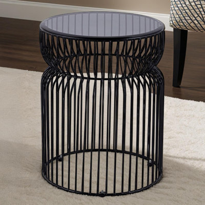 End Table - Glass Top with Metal Base