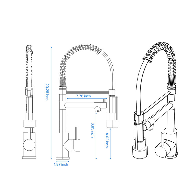 Pull Down Single Handle Kitchen Faucet with Accessories, Brushed Nickel