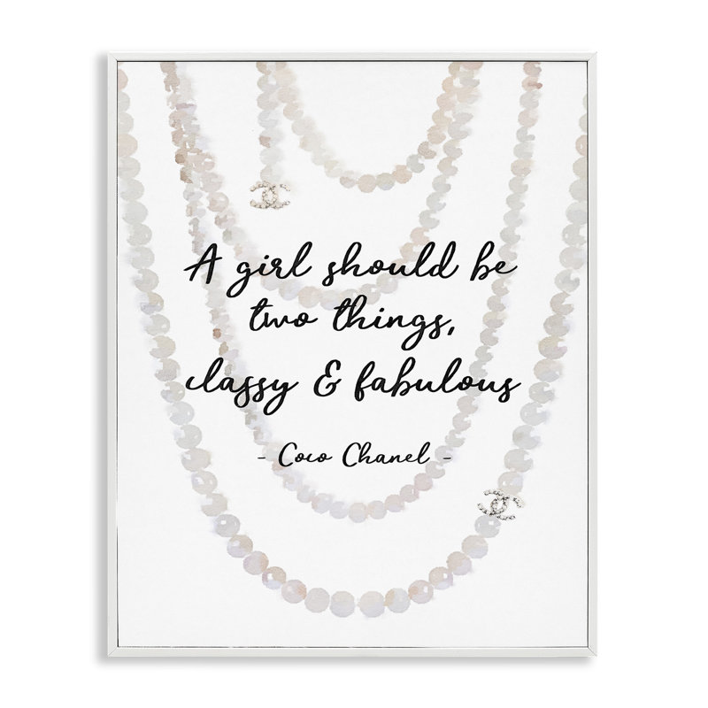 Citation de mode chic et chic avec des perles encadrées par Giclée par Amanda Greenwood, H 20 po x l 16 po
