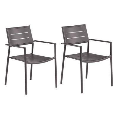 Eiland Powder Coated Aluminum Outdoor Stackable Dining Armchair