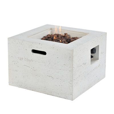 Outdoor Square Fire Pit With Steel Burner,Lightweight 24.02-Inch Propane Fire Pit Table With Adjustable Flame, 40,000 BTU, Lava Rocks, And Rain Cover For Patio,Backyard, And Poolside