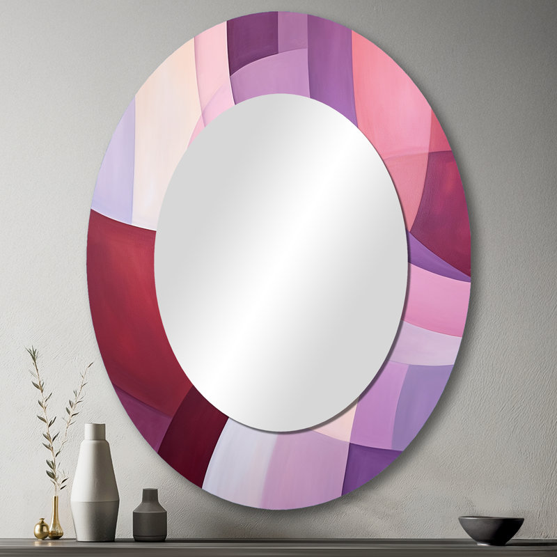 Shamille Mauve Motion Abstract Shapes I - miroir décoratif de formes abstraites, miroir mural mauve, impression sur métal