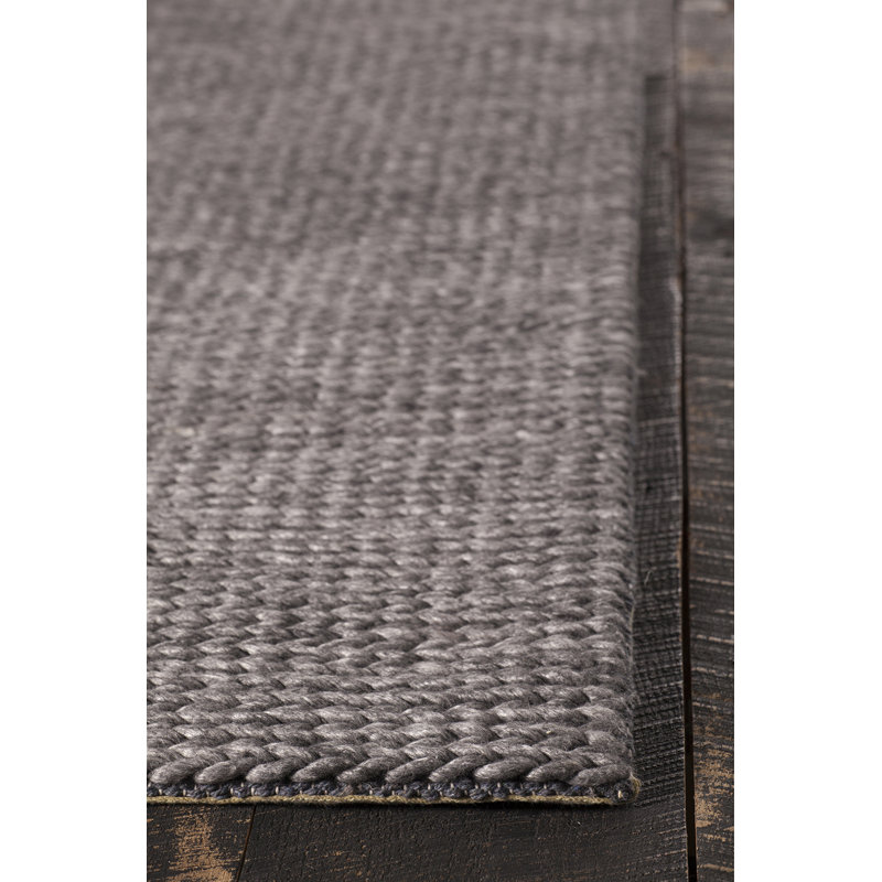 Chloe Hand-Woven Charcoal Area Rug, Rectangle 5' x 7'6"