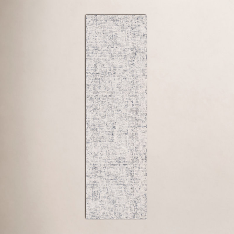 Tapis gris / ivoire Evett, Tapis de couloir 2 pi 3 po x 8 pi