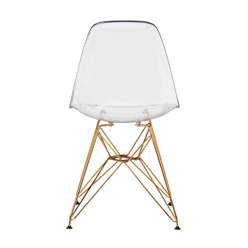 Modern Clear Acrylic Dining Side Chair, Clear/Gold