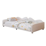 Upholstered Daybed, Sherpa Fabric Sofabed with Cloud-Shaped Backrest, No Box-spring Needed,