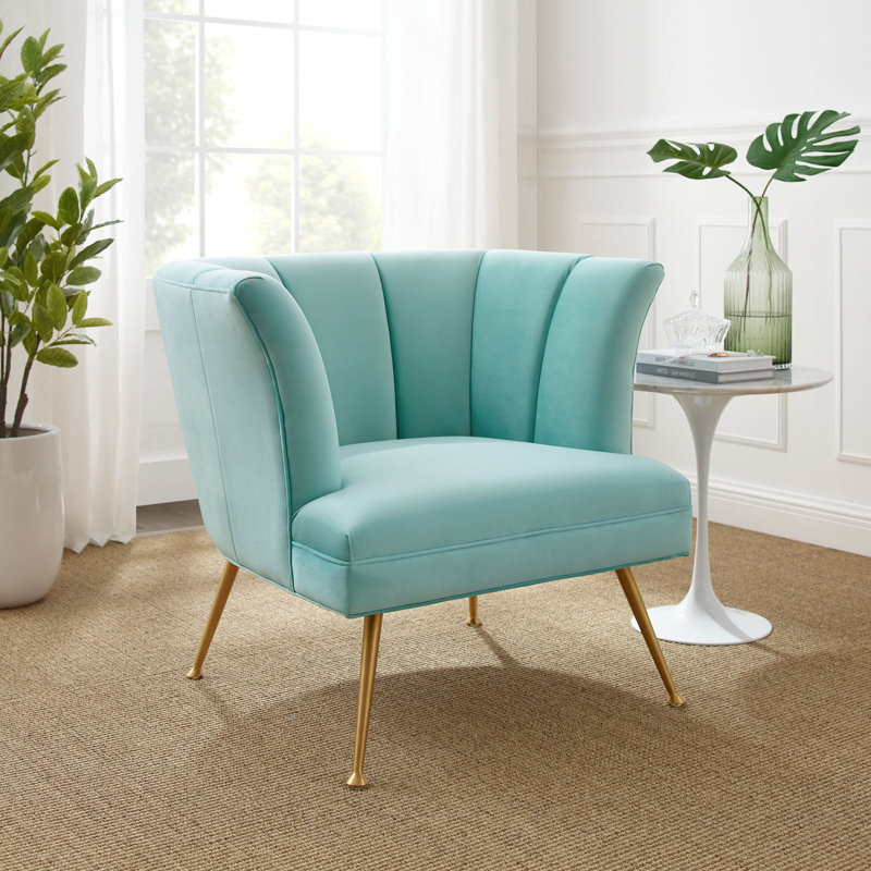 Fauteuil Modway Veronica, Velours vert menthe