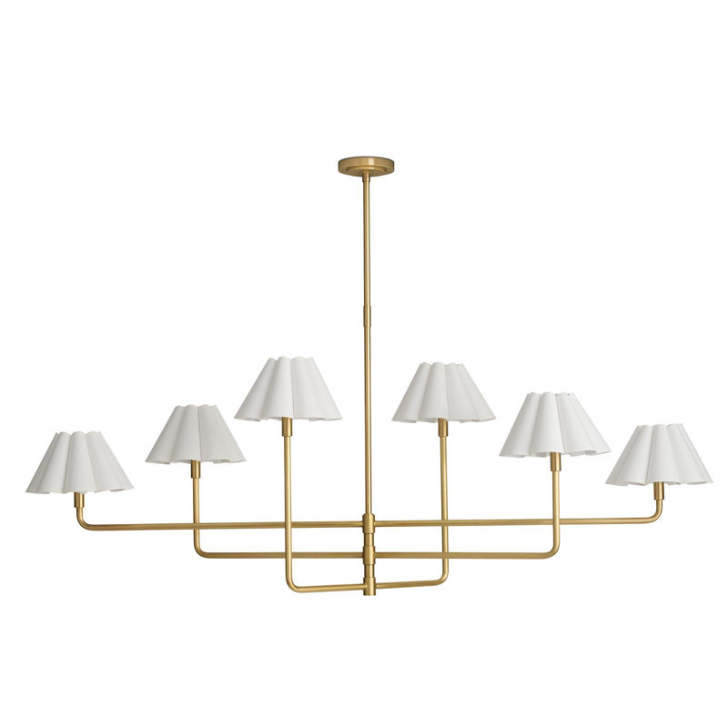 Polly 6-Light Chandelier, Natural Brass, White