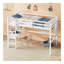 Lit mezzanine simple avec bureau et tablettes, barrière de sécurité et échelle, blanc