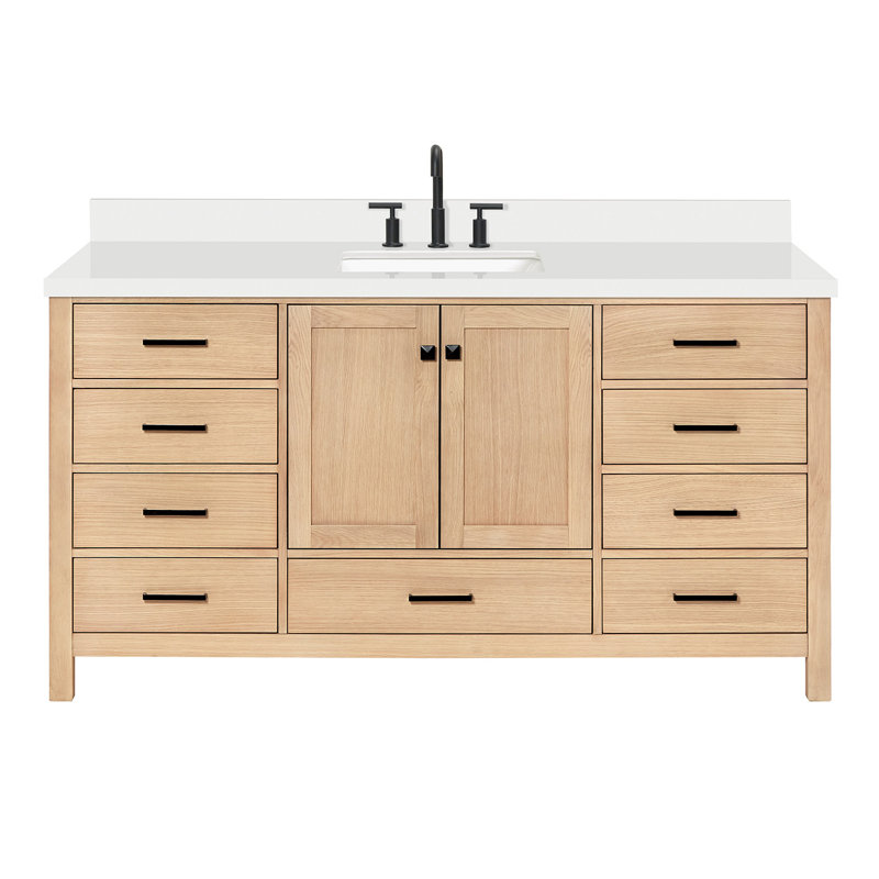 Meuble-lavabo simple 67 po avec dessus Cambridge, Chêne, Rectangular