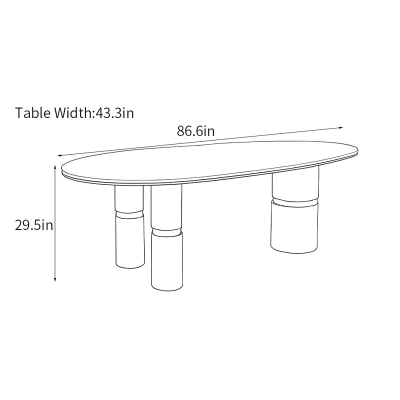 Light luxury modern high-end dining table, 29.5"H x 86.6"L x 43.3"W