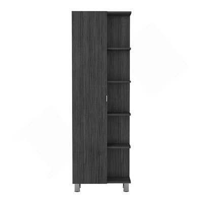 Armoire d'angle avec cinq tablettes ouvertes