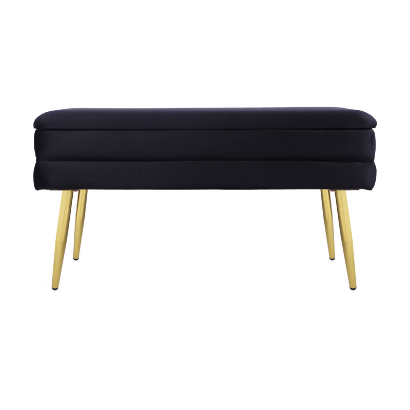 Banc de rangement rembourré et amovible Grayton, Noir, noir, noir, noir