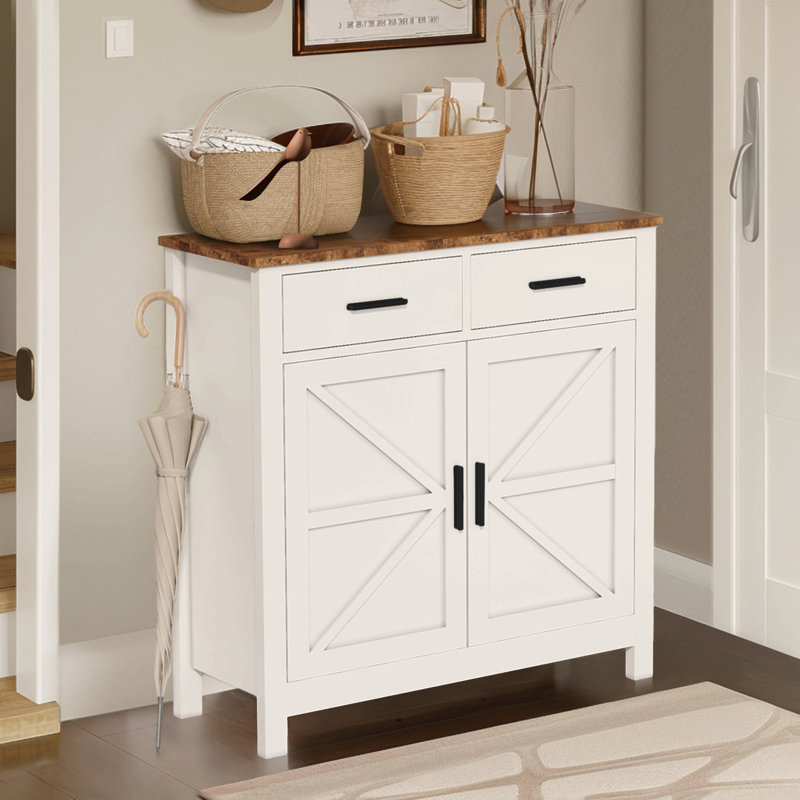 Kitchen Storage Cabinet, Modern Farmhouse Buffet Cabinet With Storage, Coffee Bar With 2 Drawers And 2 Doors, Floor Sideboard Buffet For Living Room, Dining Room, Bathroom